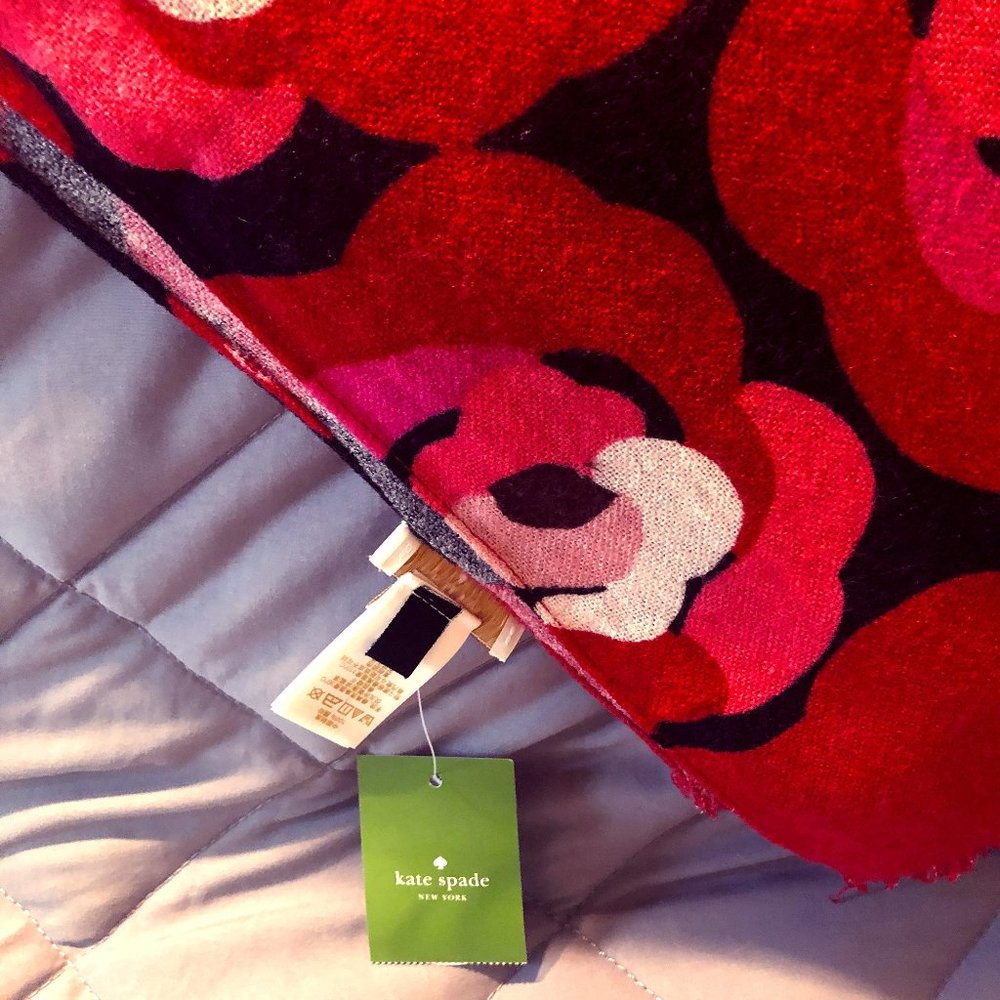 Kate Spade: Red and Pink Flowered Scarf/Pashmina